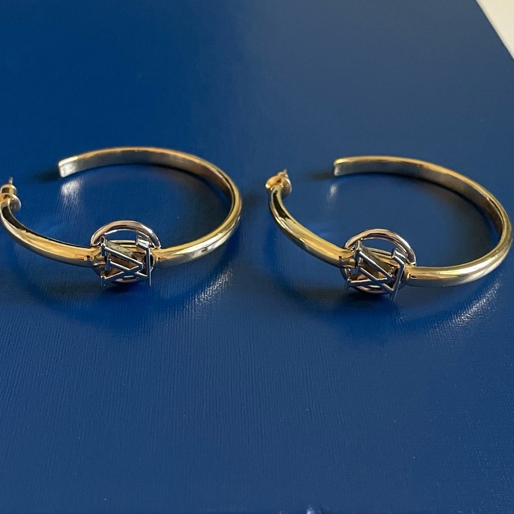 Gold & Silver LV Hoop Earrings - Picture 3 of 6